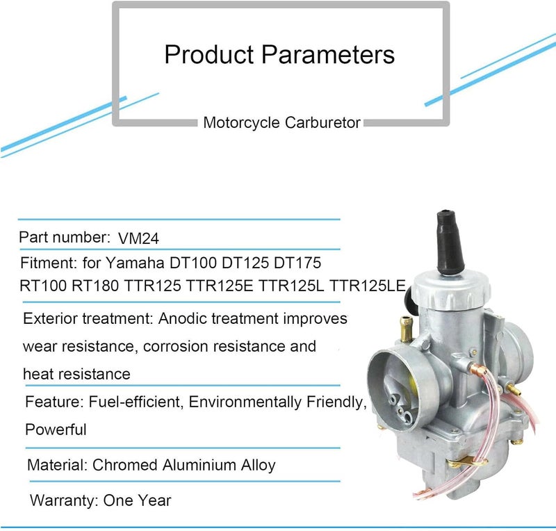 Czsmbt بديل كربوراتور Czsmbt 28mm VM24 ليم Yamaha DT100 DT125 DT175 RT100 RT180 TTR125 - Image 3