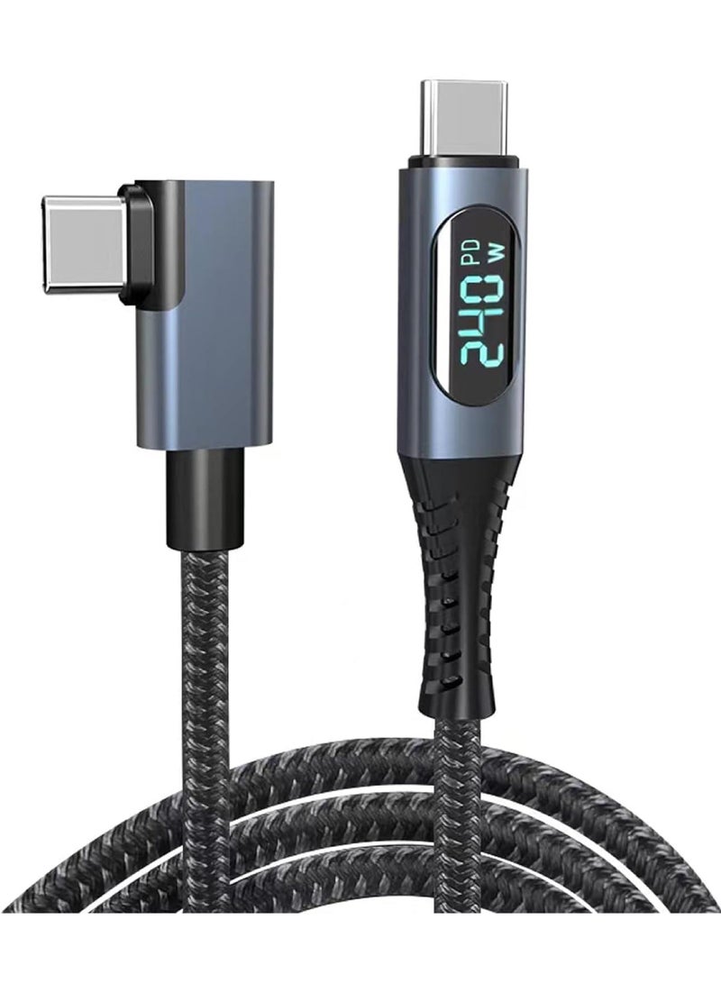 Rock Pow 240W USB 4 Cable with LED Display 40Gbps 8K@60Hz PD USB Type C to USB C Male to Male with 90 Degreen Cable Cord for Computer Type-C Laptop Pad Hub - Image 1