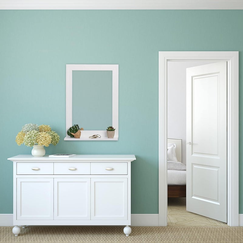 ريلاكس دايز مرآة الحمام مع رف من Relaxdays، لوح ليفي، 50% زجاج، أبيض، 55 × 40 × 12 سم - Image 5