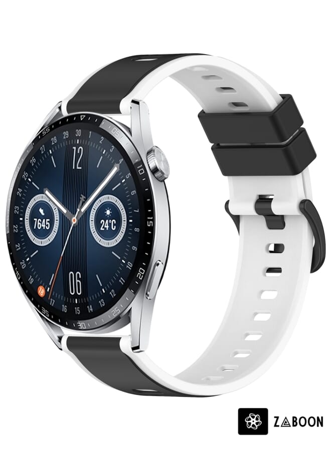 Zaboon Huawei Watch GT3 46mm 22mm Two-Color Silicone Watch Band - Image 1