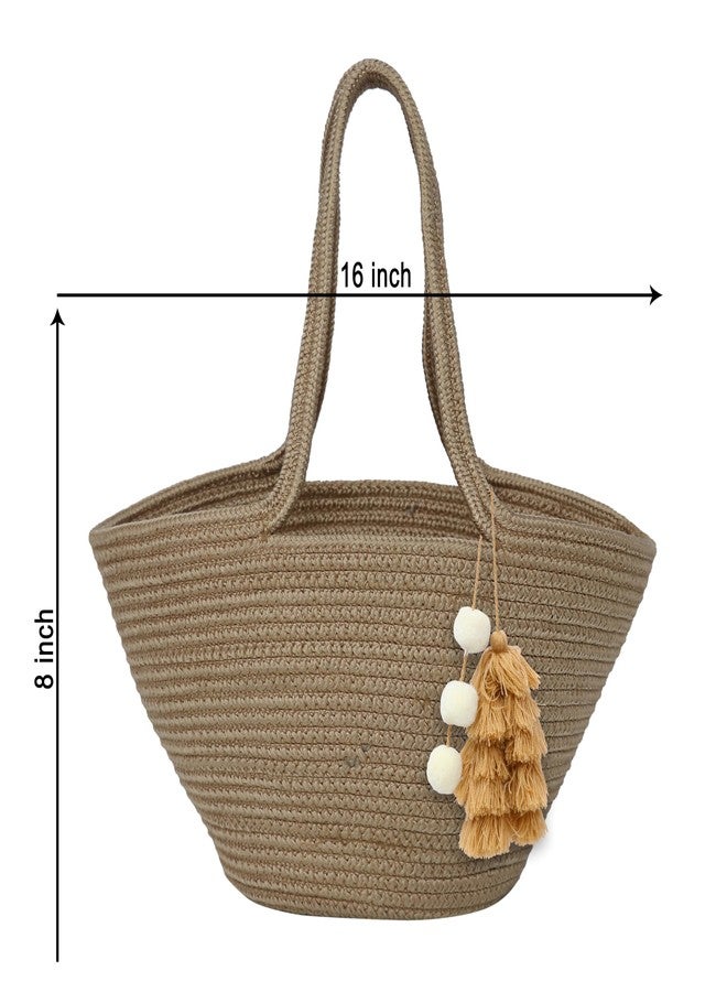 Ariya Women's Handbag (4088 | Cream) Handcrafted PP & Cotton Blend Shoulder Purse, Perfect for Ladies & Girls, Lightweight Tote Bag for Daily, Casual, Travel & All Occasions - Image 5