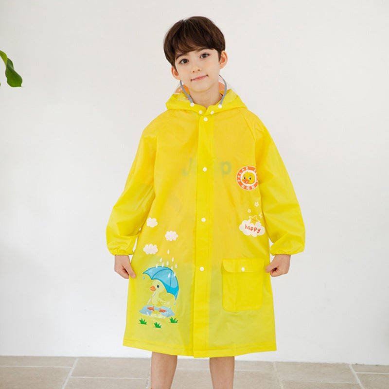 Childrens Cartoon Raincoat Girls Childrens Baby Poncho with Schoolbag Bit Thickened Environmental Protection Raincoat Polar Bear Direct Selling Yellow 