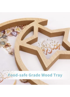 VUCATIN Ramadan Wooden Tray Ramadan Eid Tray Decorations for Home Ramadan Moon Star Tray Home Decor Ramadan Serving Tray for Party Decoration Food Tray Snack Cookie Serve Plate  - Image 2