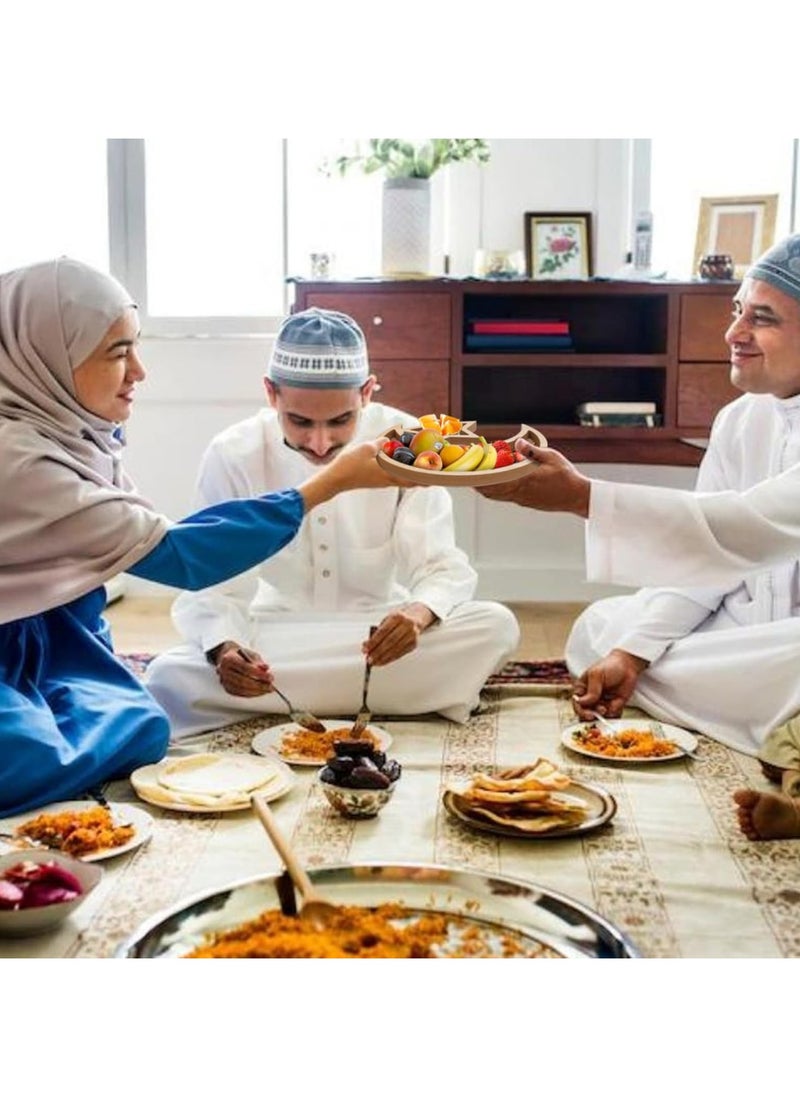 VUCATIN صينية خشبية لرمضان، صينية عيد رمضان، ديكورات منزلية لصينية قمر رمضان ونجمة رمضان، ديكور منزلي، صينية تقديم رمضانية لتزيين الحفلات، صينية طعام، طبق تقديم البسكويت والوجبات الخفيفة  - Image 5