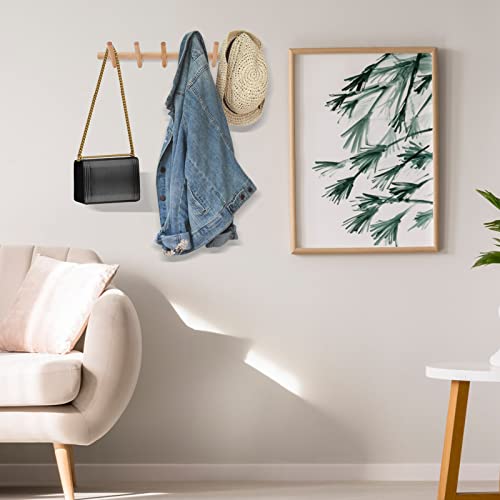 KYSMOTIC Modern Wood Coat and Hat Rack - Wall Mounted - 6 Peg Hooks - Stylish, Natural, Smooth - Image 2
