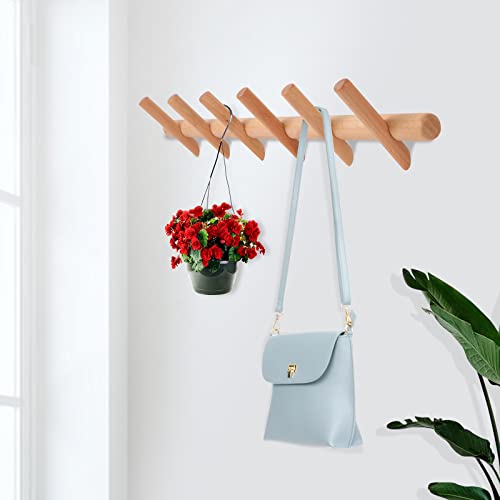 KYSMOTIC Modern Wood Coat and Hat Rack - Wall Mounted - 6 Peg Hooks - Stylish, Natural, Smooth - Image 4