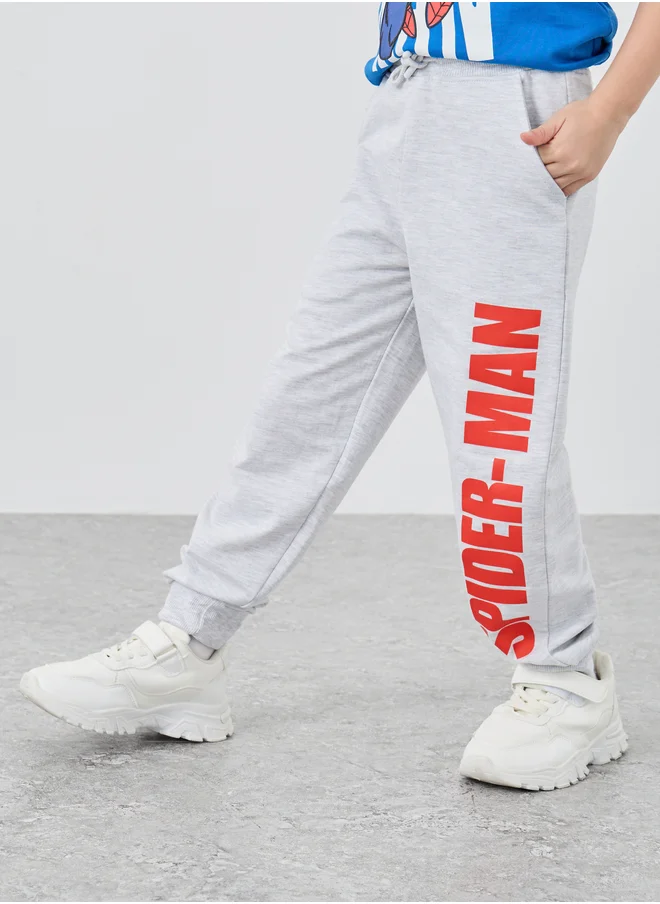 ستايلي Styli Boys Grey Spider Man Print Drawstring Waist Joggers