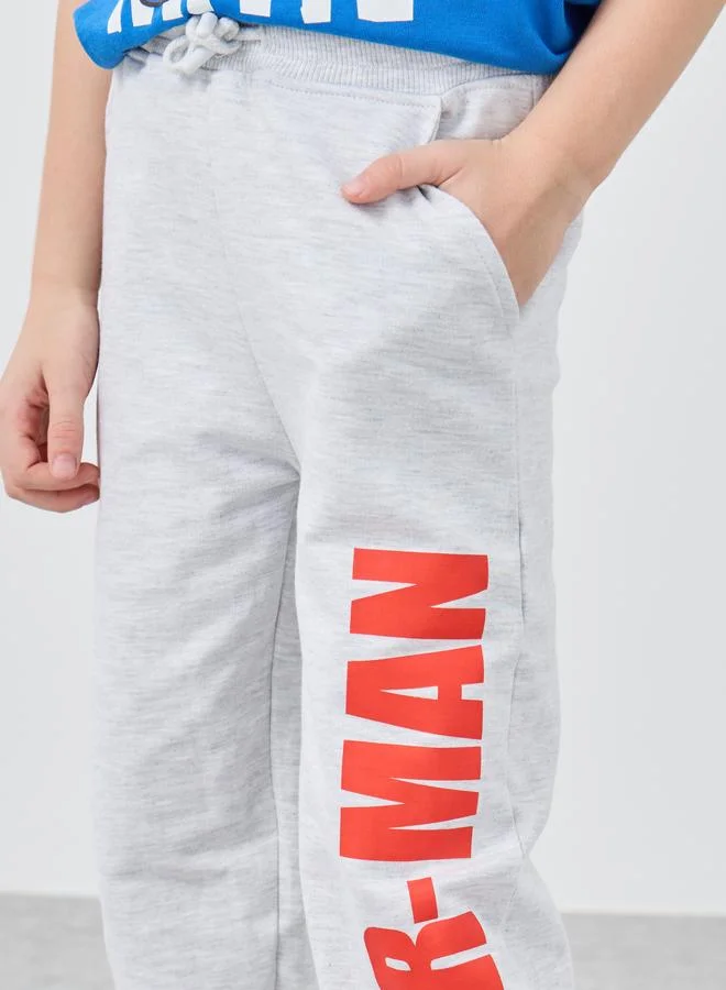 Styli Styli Boys Grey Spider Man Print Drawstring Waist Joggers