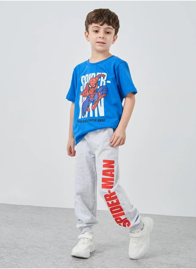ستايلي Styli Boys Grey Spider Man Print Drawstring Waist Joggers