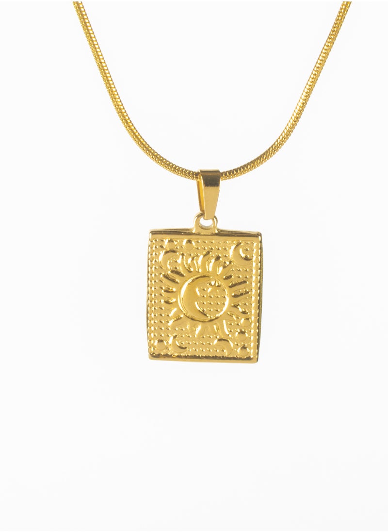 The Black Pearl Accessories - Stainless Steel Golden Necklace with Sun Stainless Steel Pendant - Image 1