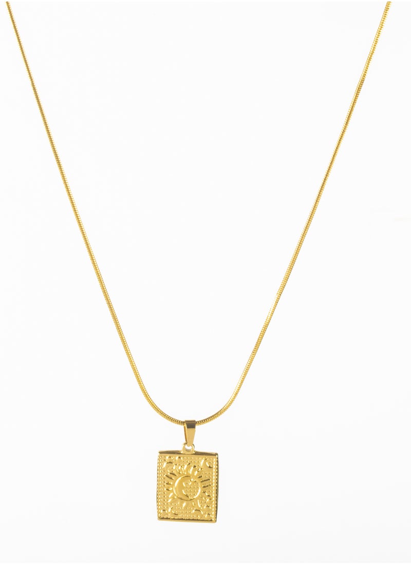 The Black Pearl Accessories - Stainless Steel Golden Necklace with Sun Stainless Steel Pendant - Image 1