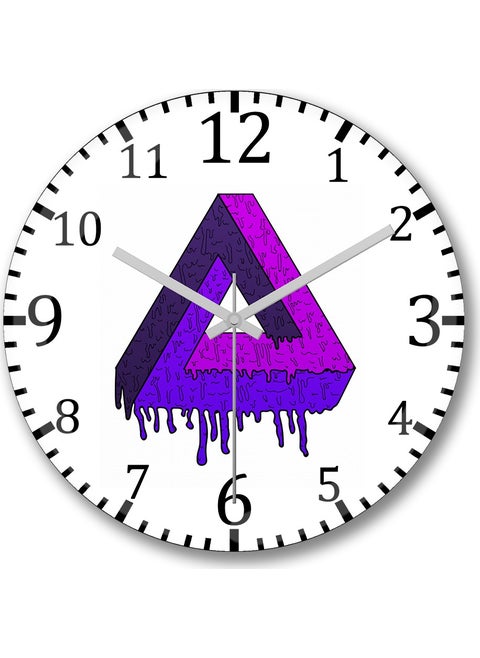 Print Shop Triangle Psychedelic Wall Clock Curved Real Glass