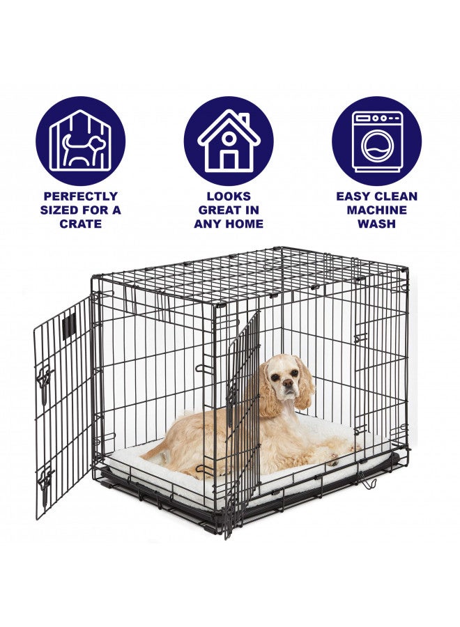 MidWest Homes for Pets 30L-Inch White Fleece Dog Bed or Cat Bed w/ Comfortable Bolster,Ideal for Medium Dog Breeds&Fits a 30-Inch Dog Crate,Easy Maintenance Machine Wash,1-Year Warranty,Model:40230