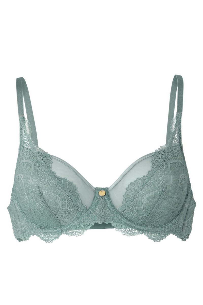 Tchibo Women Non Padded Lace Underwired Bra, Light Green - Image 2