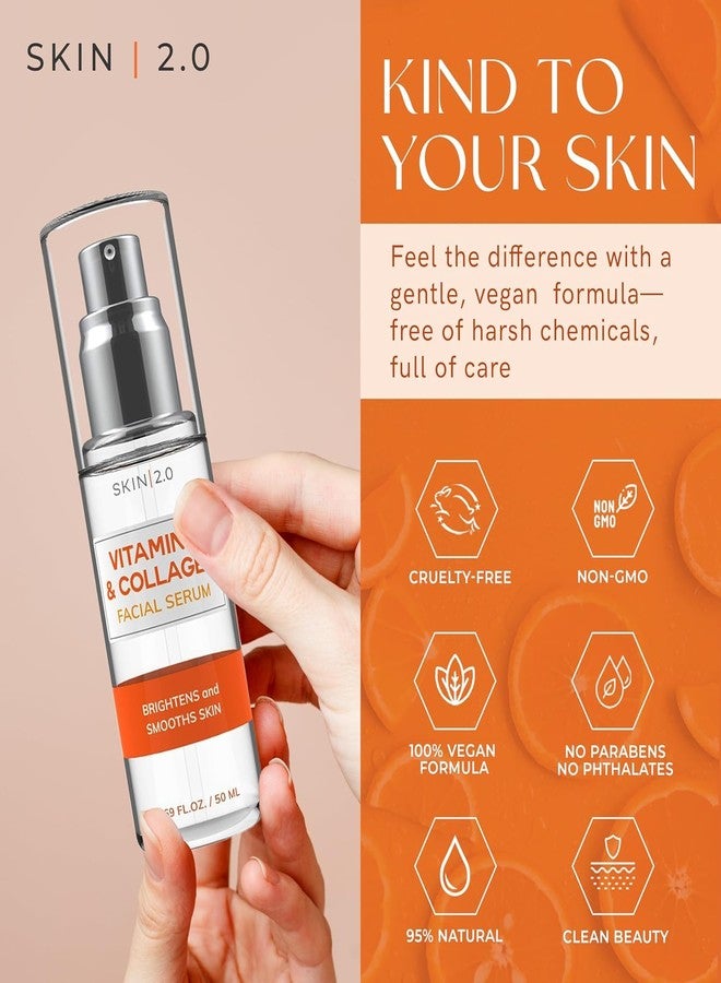 Skin 2.0 Vitamin C Serum with Collagen - Anti-Aging & Dark Spot Remover - Dermatologist Tested Korean Skincare for Brightening & Acne - Clean Beauty, Cruelty-Free, All Skin Types - 1.69oz (2-Pack) - Image 3