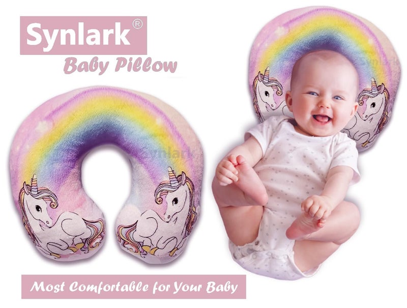 Synlark® Baby Neck Pillow for Head Shaping | Neck Support New Born Baby Infant Printed Pillow (0-5 Years) (Unicorn) - Image 4