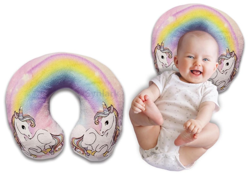 Synlark® Baby Neck Pillow for Head Shaping | Neck Support New Born Baby Infant Printed Pillow (0-5 Years) (Unicorn) - Image 1