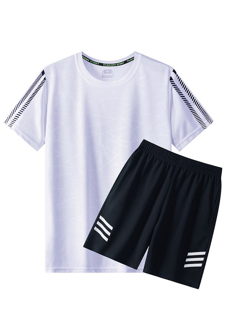 Sports suit men's summer thin quick-drying running suit short-sleeved T-shirt two-piece casual men's wear - Image 1