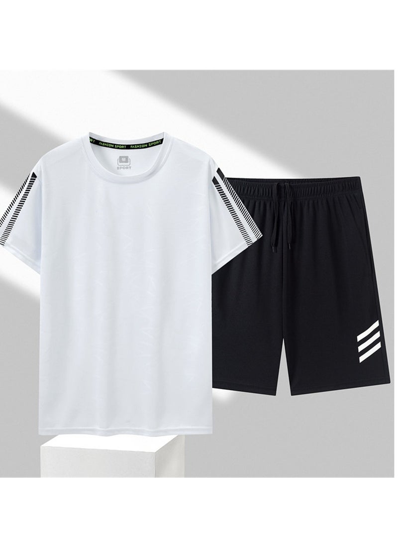 Sports suit men's summer thin quick-drying running suit short-sleeved T-shirt two-piece casual men's wear - Image 4