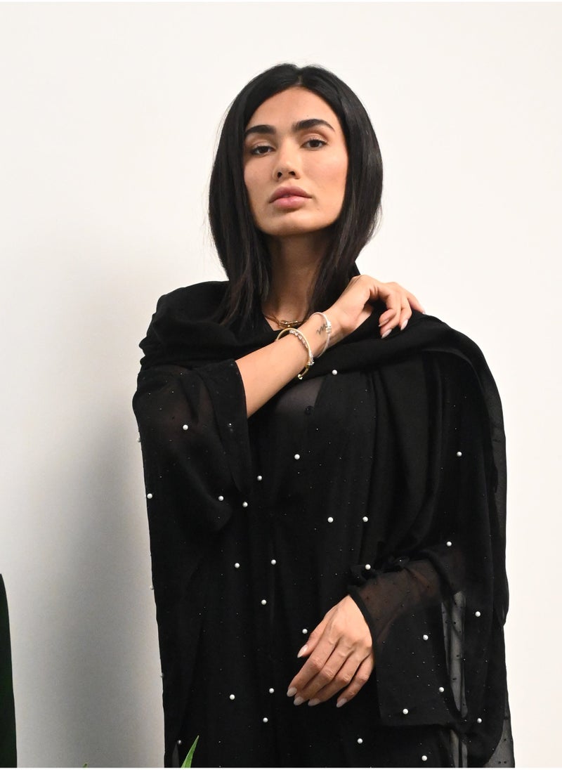 JAMEELA Pearl Embellishment Fashion Abaya - Image 2