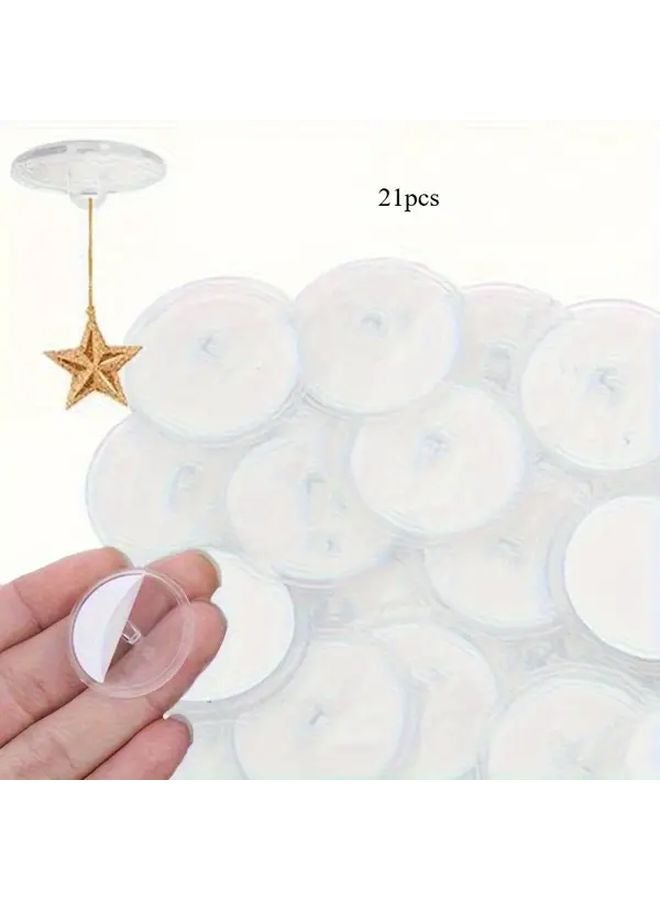 21pcs Transparent Self Adhesive Traceless Ceiling Hooks Easy Install Plastic - Image 2