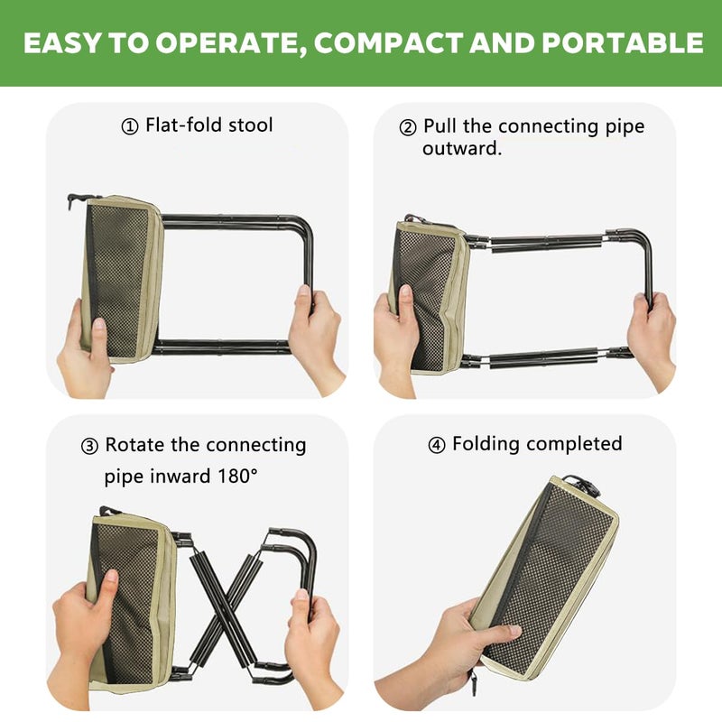 Zabplox 2-in-1 Collapsible Camping Stool & Sling Bag / 220LB Load Capacity Folding Portable Fishing Stool/Collapsible Stool for Camping, Hiking, Fishing, Gardening & Beach Outdoor Activities - Image 4