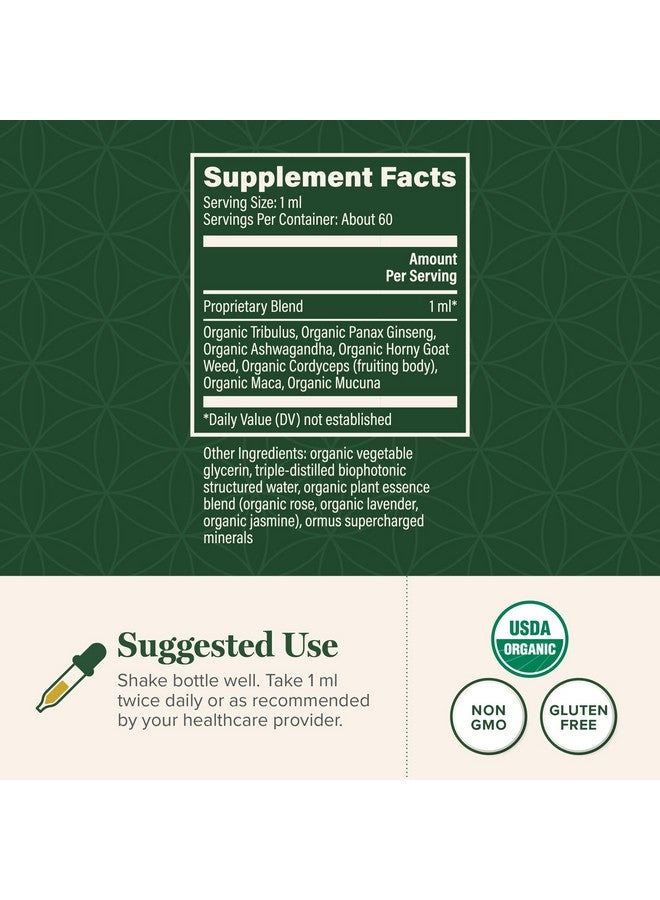 Global Healing Center Men's Hormone Support - Organic Liquid Supplement with Tribulus Terrestris - 2 Fl Oz - Image 3