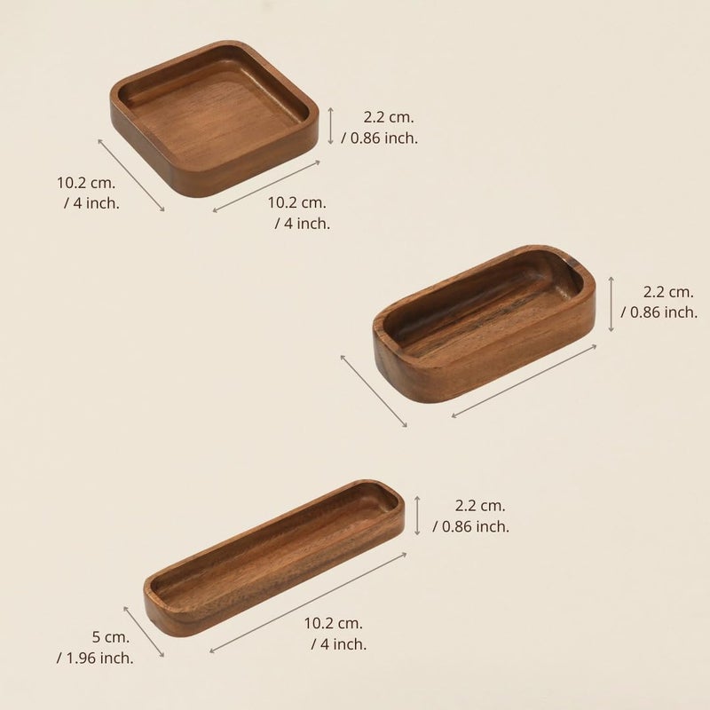 SiamMandalay Premium Wooden Stackable Modular Desk Organizer Tray: Set of 6-Pieces Nested Acacia Wood Storage Trays for Office, Kitchen, and Home Organization in Contemporary Style - Image 2