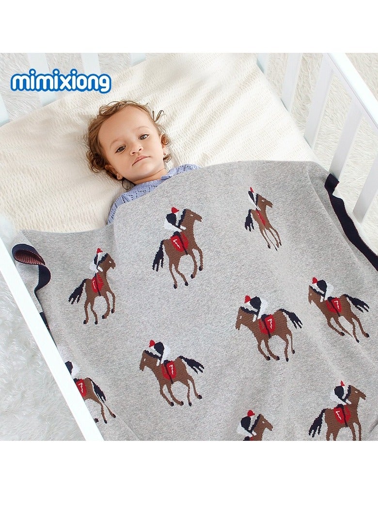 MI MI XIONG 100% Cotton Baby Swaddling Blanket with Pony Pattern 80by100cm.  - Image 1