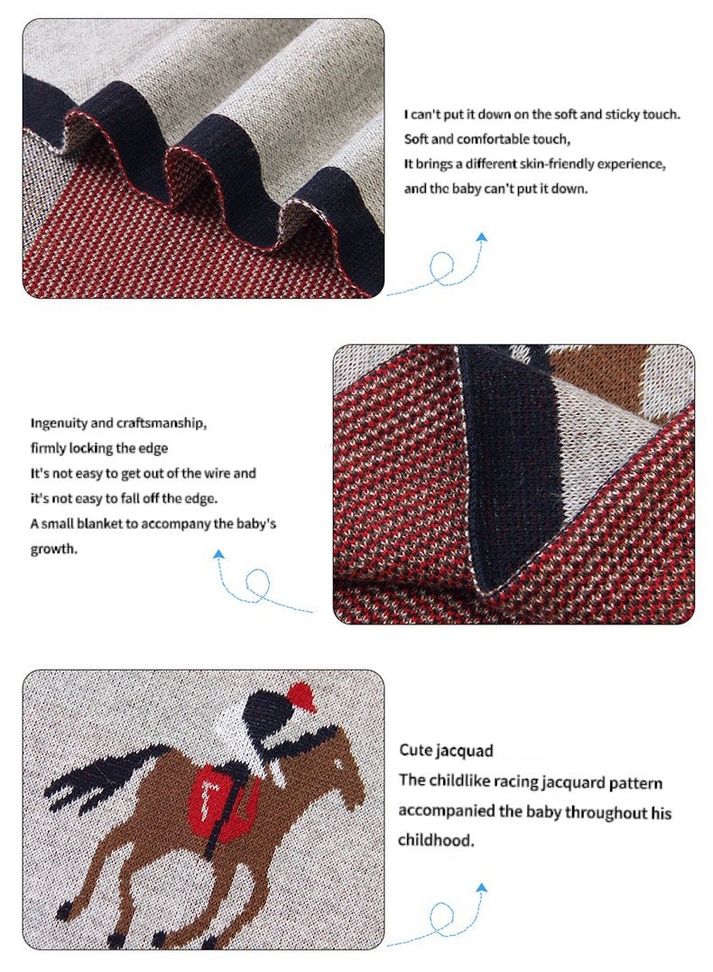 MI MI XIONG 100% Cotton Baby Swaddling Blanket with Pony Pattern 80by100cm.  - Image 3
