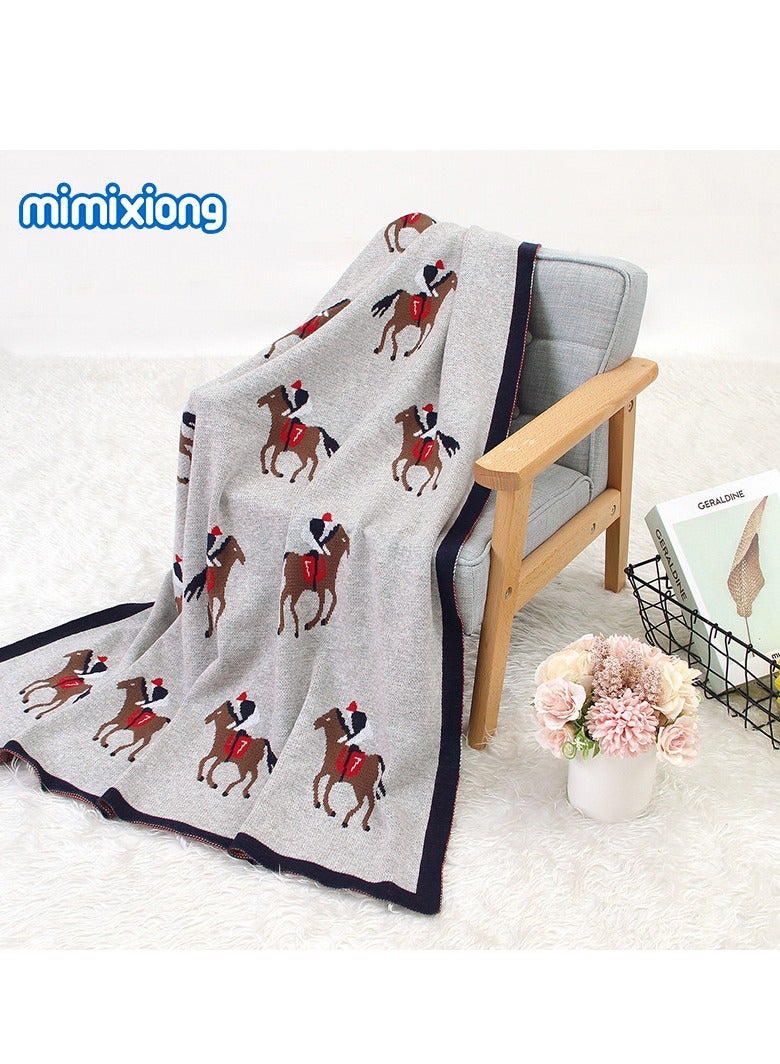 MI MI XIONG 100% Cotton Baby Swaddling Blanket with Pony Pattern 80by100cm.  - Image 4