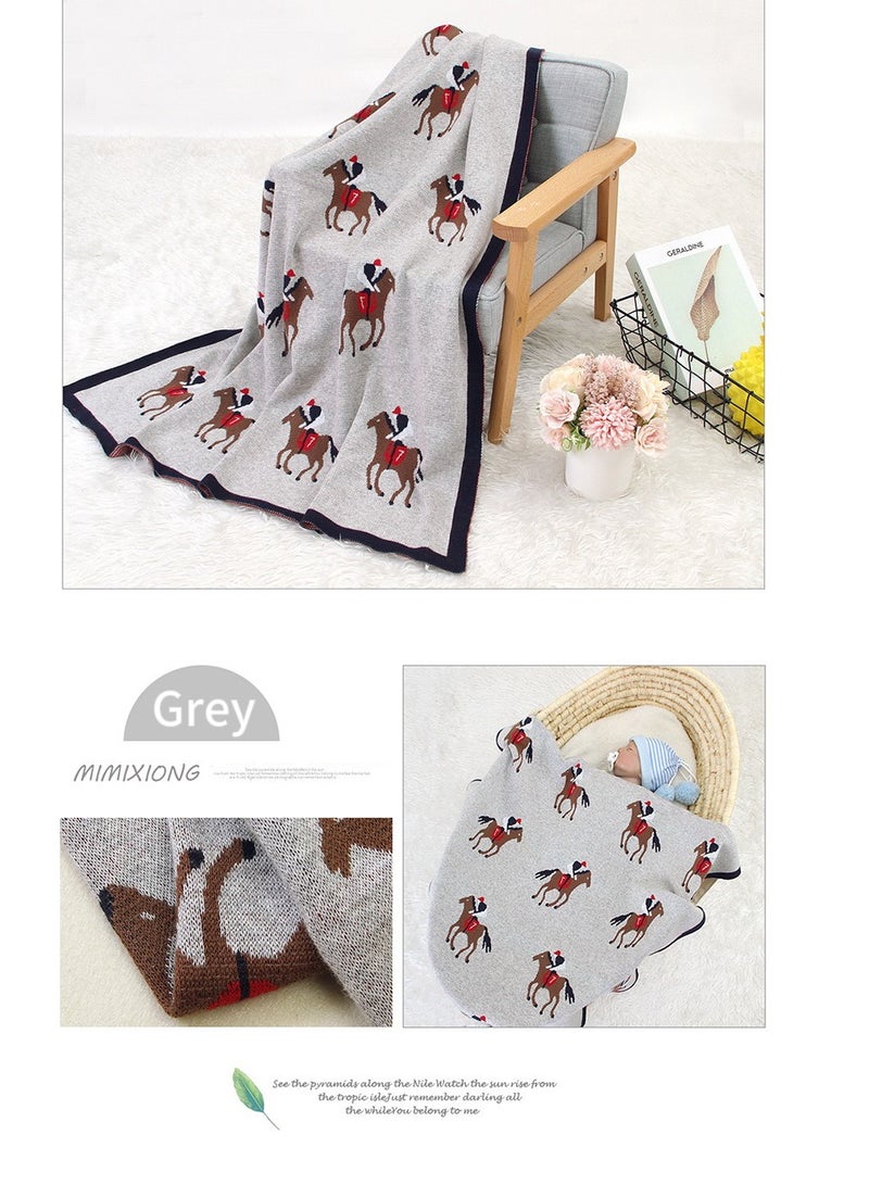 MI MI XIONG 100% Cotton Baby Swaddling Blanket with Pony Pattern 80by100cm.  - Image 5