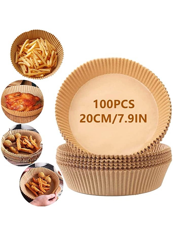 SKAFA Air Fryer Liner Round 20CM 100 Pcs | Air Fryer Paper Plate, Baking Paper, Parchment Paper, Non-Stick Oil-Proof. - Image 1