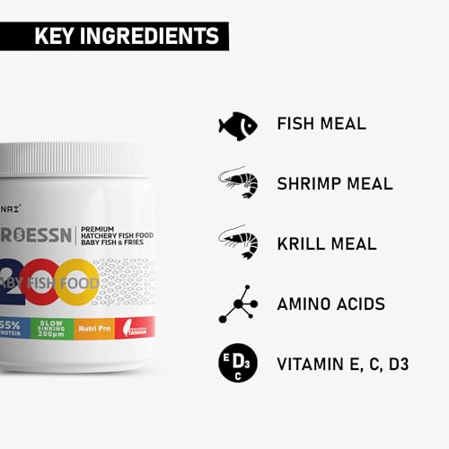 TUNAI Baby Frys Fish Food for 10 Days Old New Born Fish |35G| 55% Protein Granules of Slow Sinking 200 Microns, Best for Fast Growth and Strong Bones, 1 Count - Image 4