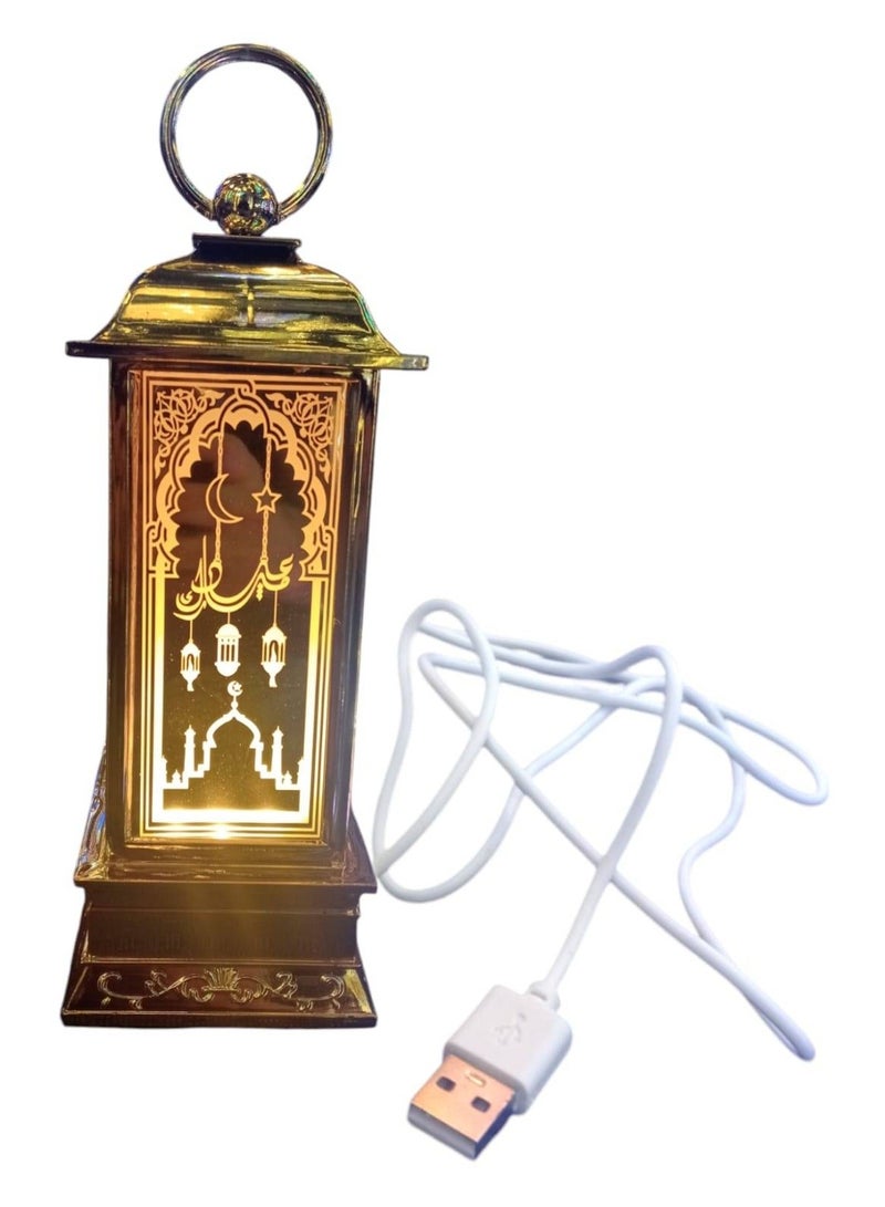 Home Care Ramadan Lantern with LED Candle, Warm White Ramadan Decorations Lights for Home, Gold Decorative Ramadan Lantern with Moon Star Light Pattern - Image 2