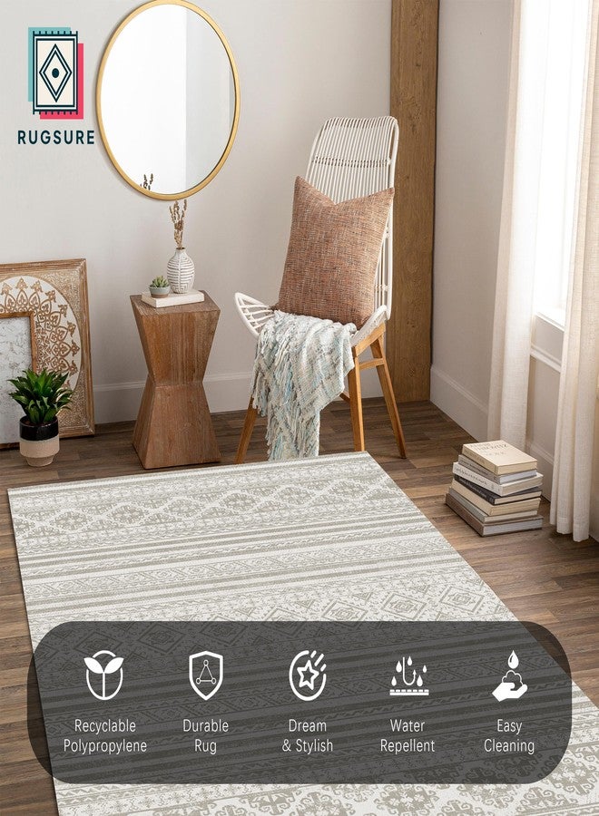 RUGSURE سجاد روجشور قابل للغسل، مقاس 4 × 6 قدم، سمك 1/6 بوصة، مستوحى من الطراز المغربي، مقاوم للبقع والماء، مانع للانزلاق، مناسب لغرفة المعيشة، غرفة النوم، غرفة الأطفال، مناسب للحيوانات الأليفة والأطفال (رمادي) - Image 4
