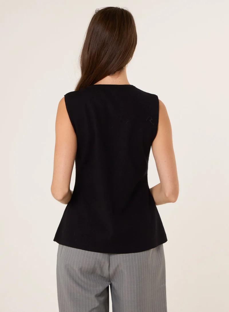 Blue Vanilla Button Front Tailored Vest