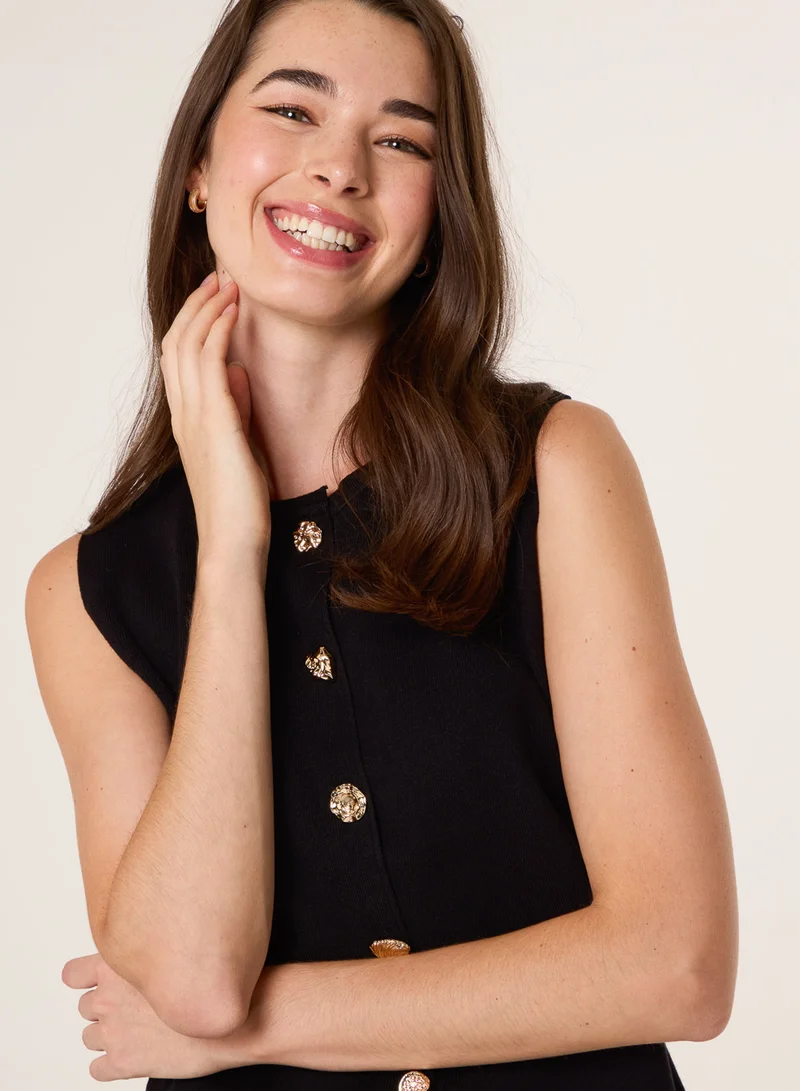 Blue Vanilla Button Front Tailored Vest