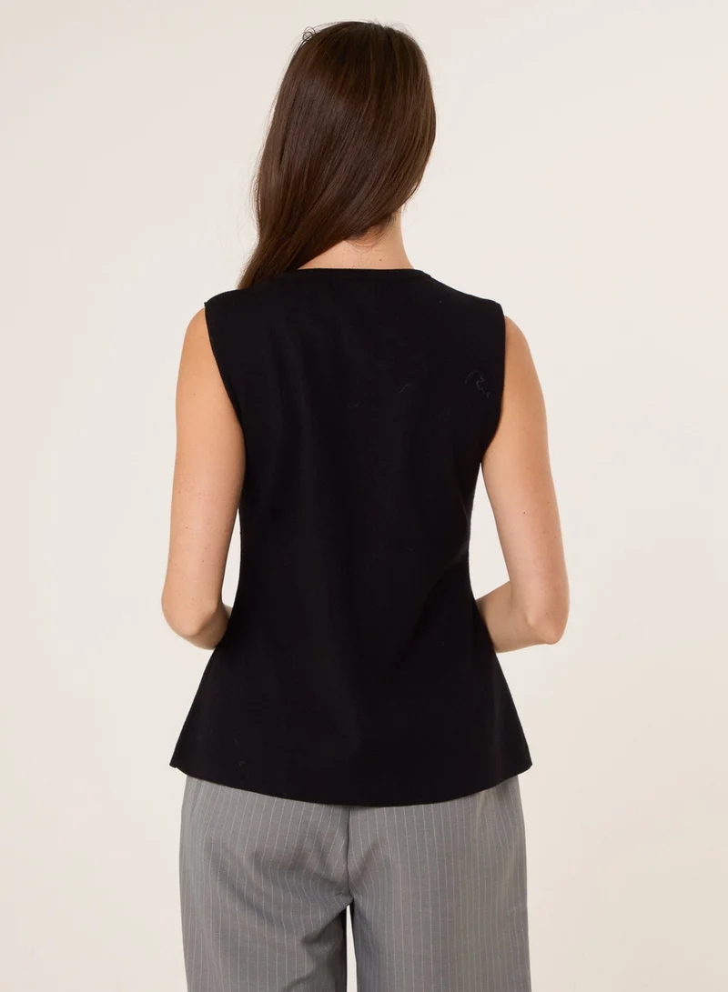 Blue Vanilla Button Front Tailored Vest