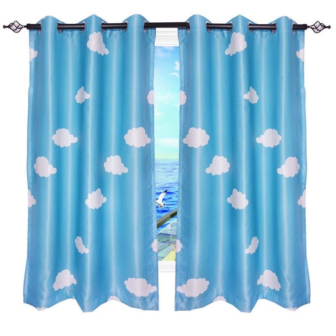 ABSOLUTELY BLACKOUT CURTAINS FOR KIDS ROOM2 LAYERS LINED CURTAINS FOR BOYS GIRLS ROOMSET OF 2 BLUE CLOUD 2 PANELS 39 X 63 INCH