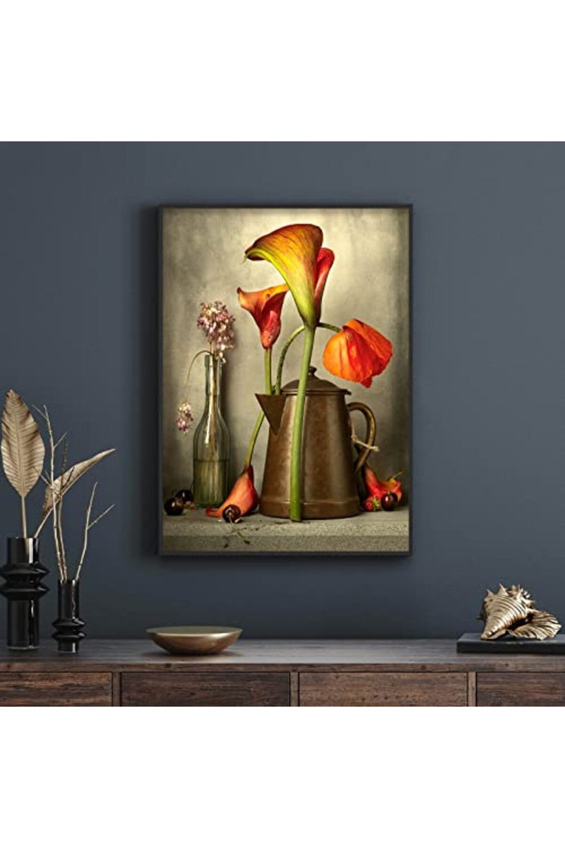 Pttkktbm Rustic Flower Wall Art Vintage Floral Canvas Farmhouse Pictures Wall Decor for Bathroom Painting Vintage Poppy Wall Art Farmhouse Flower in Bottle Art Country Posters for Bedroom 16x24inch No Frame - Image 3