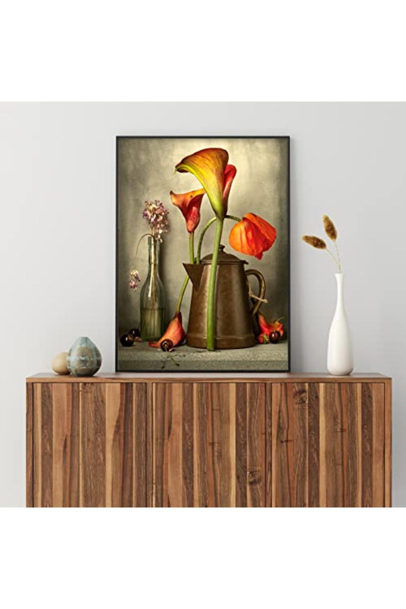 Pttkktbm Rustic Flower Wall Art Vintage Floral Canvas Farmhouse Pictures Wall Decor for Bathroom Painting Vintage Poppy Wall Art Farmhouse Flower in Bottle Art Country Posters for Bedroom 16x24inch No Frame - Image 5