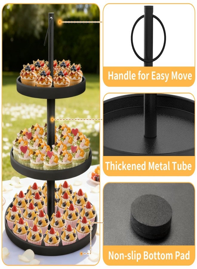 OugeWood Cupcake Stand for 50 Cupcakes,Cupcake Stand 2 PACK Metal 3 Tier Cupcake Tower Black Tiered Tray Stand Cupcake Holder Stand Cake Stand Serving Trays Dessert Stands with Handle for Party - Image 4
