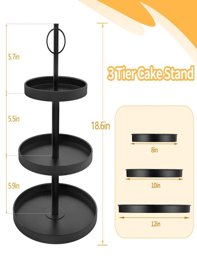 OugeWood Cupcake Stand for 50 Cupcakes,Cupcake Stand 2 PACK Metal 3 Tier Cupcake Tower Black Tiered Tray Stand Cupcake Holder Stand Cake Stand Serving Trays Dessert Stands with Handle for Party - Image 2