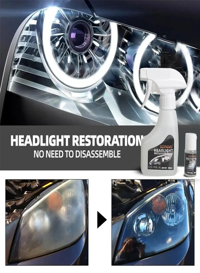 SOPAMI Automotive Headlight Restoration Kit Oxidized and Yellowed Automotive Headlamps Blurring Enhanced Crystallization Coating Refurbisher,Maximum Gloss & Shine - Extremely Hydrophobic - Image 3