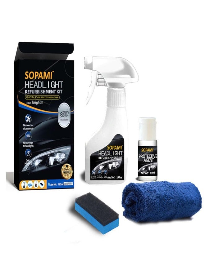 SOPAMI Automotive Headlight Restoration Kit Oxidized and Yellowed Automotive Headlamps Blurring Enhanced Crystallization Coating Refurbisher,Maximum Gloss & Shine - Extremely Hydrophobic - Image 1