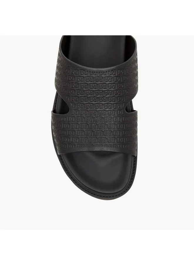 DUCHINI Men's Logo Embossed Slip-On Comfort Sandal