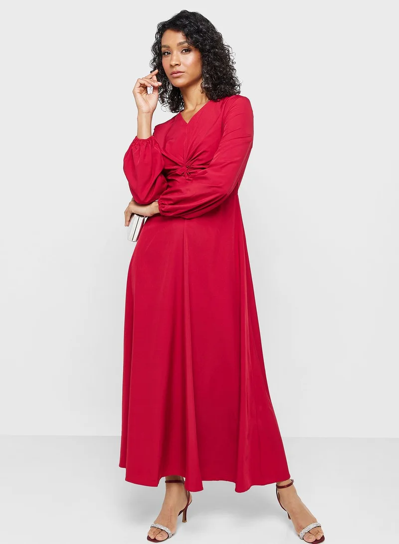 ELLA Knot Front Midi Dress