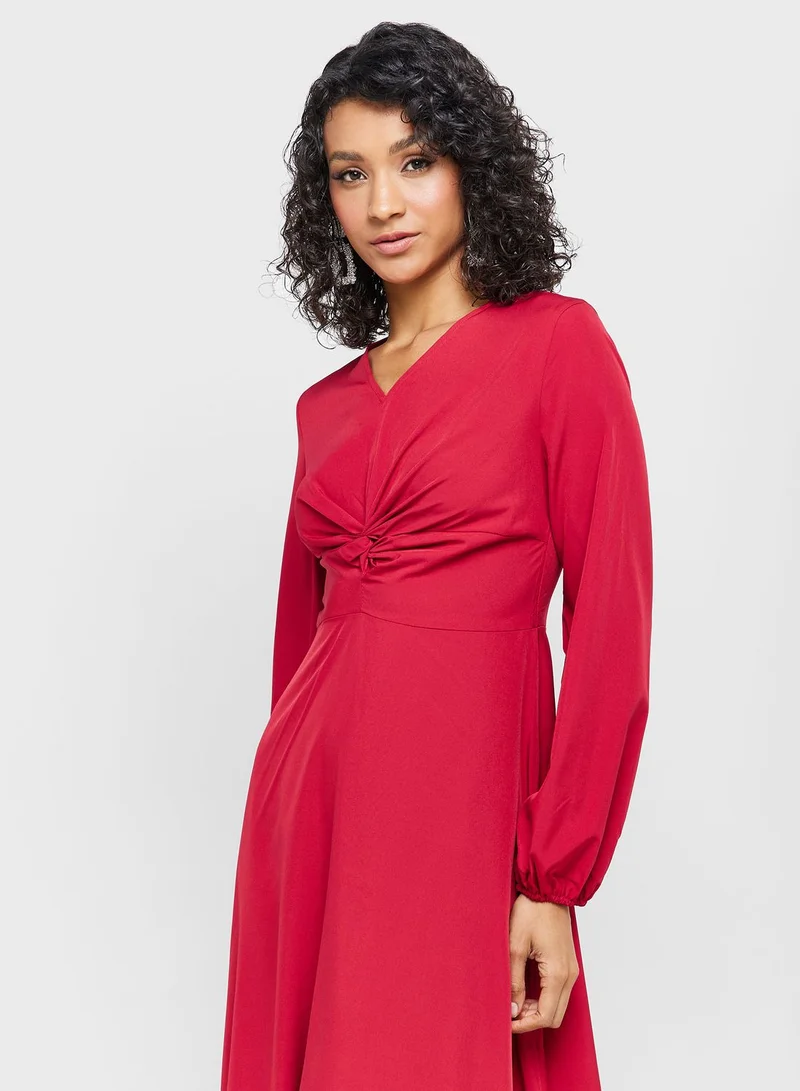 ELLA Knot Front Midi Dress