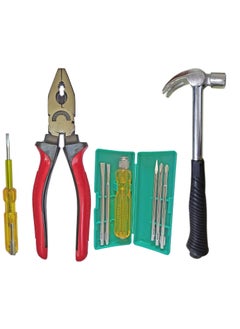 Inditrust Inditrust Multi type 6pc Screwdriver 1 Plier 1 Electric Tester and 1 Claw Hammer set Hand Tool Kit 4 Tools  - Image 1